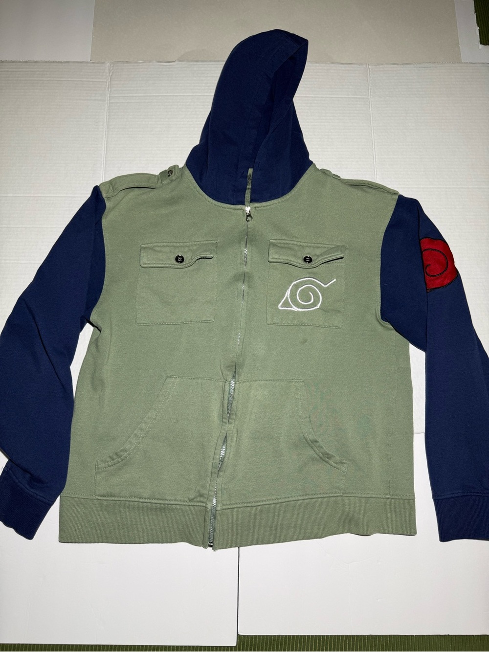 Naruto Shippuden Kakashi Cosplay Military Adult Large Zip Hoodie Ripple Junction